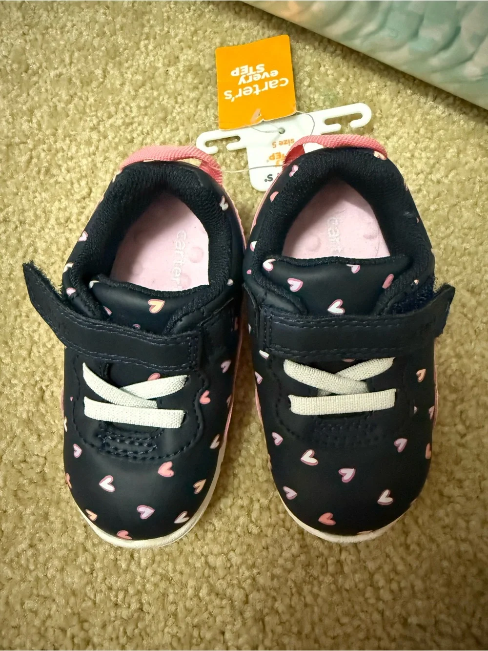 Carter's Navy Sneakers with Pink Heart Accent